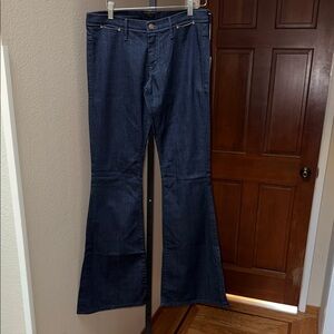 NWT MOTHER The Curfew Plain Jane & The Hot Shot Dark Blue Flare Jeans Women’s 29